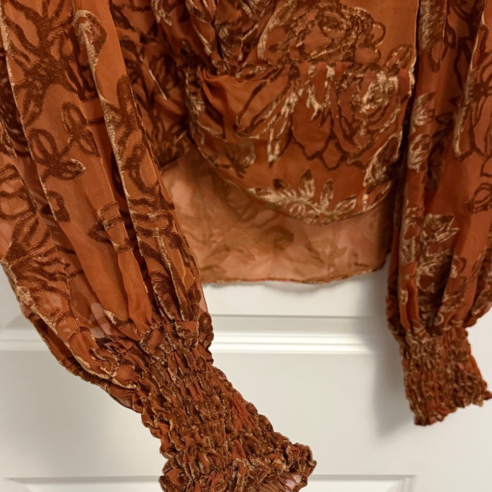 Caroline Constas Rust Floral Blouse - Picture 5 of 7